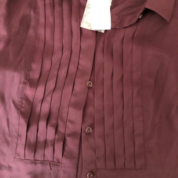 NWT Brooks Brothers Pintucked Bib Burgundy Blouse - Picture 3 of 4